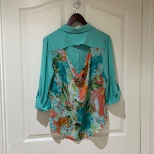 IZ Byer sheer collared blouse